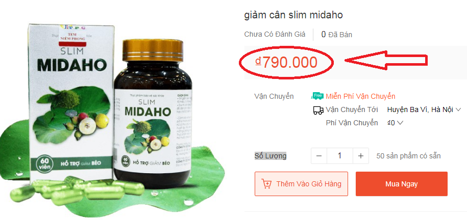 Giá của sản phẩm Slim Midaho