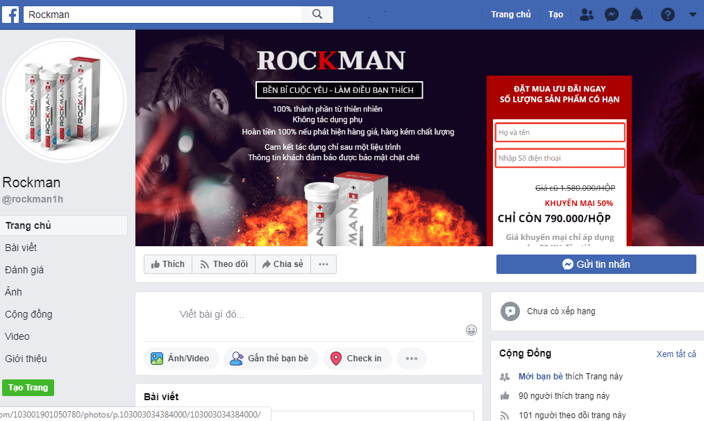 Sản phẩm ROCKMAN bán trên facebook