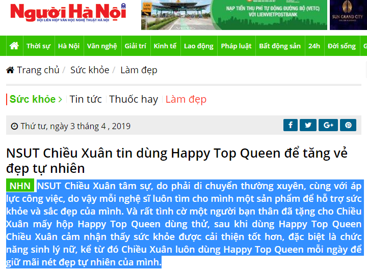Báo chí nói về Happy Top Queen