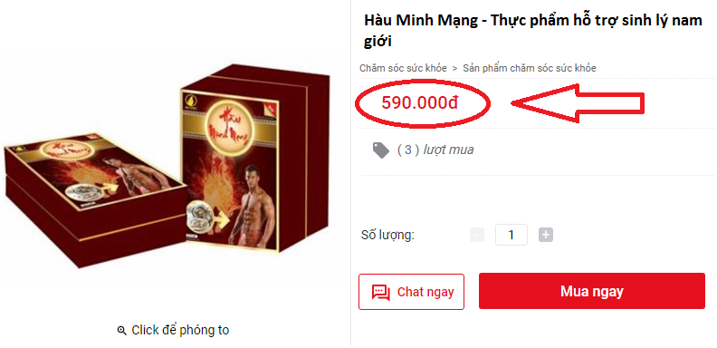 Giá bán của Hàu Minh Mạng