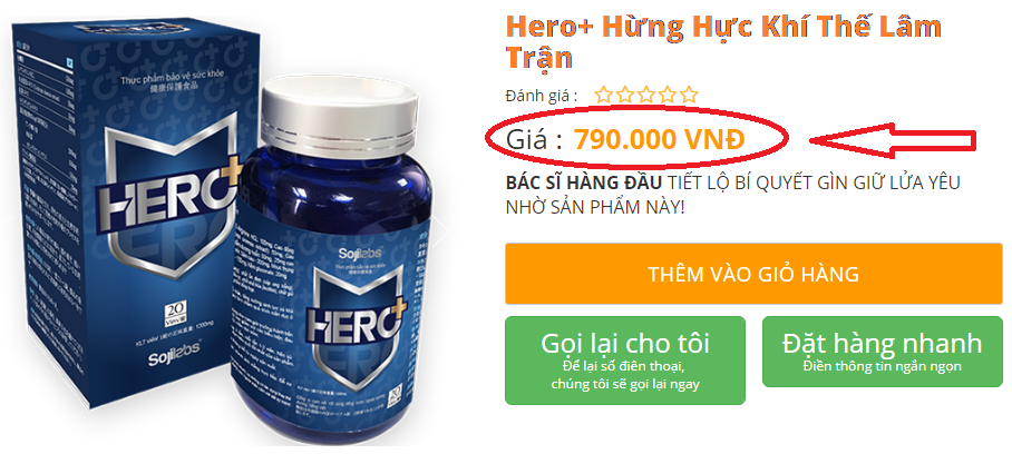 Giá của sản phẩm Hero+