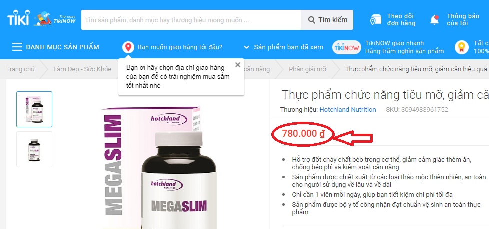Giá sản phẩm Mega Slim