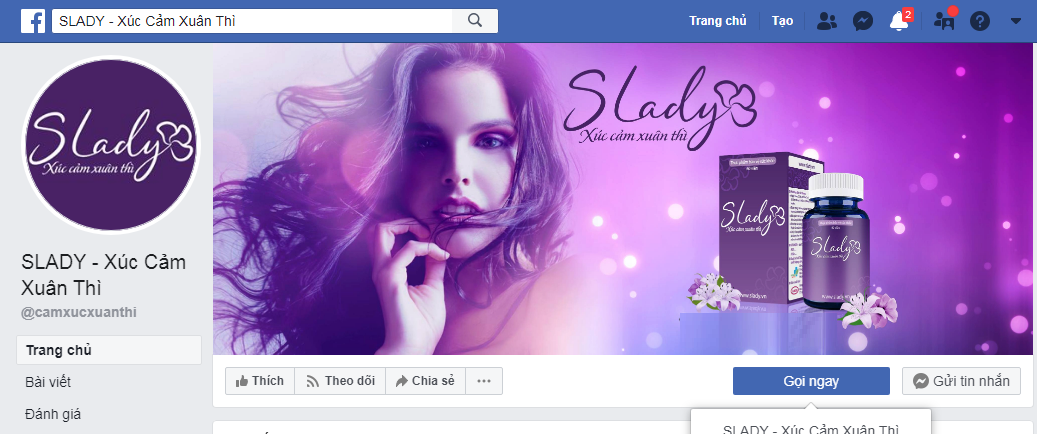 Viên uống Slady được bán trên MXH Facebook