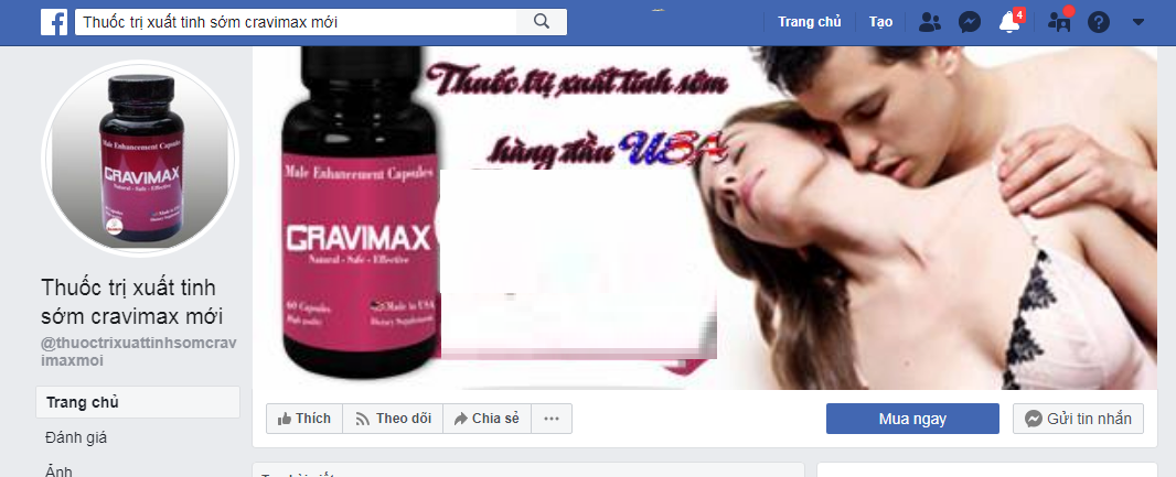 Viên uống Cravimax được bán trên MXH Facebook
